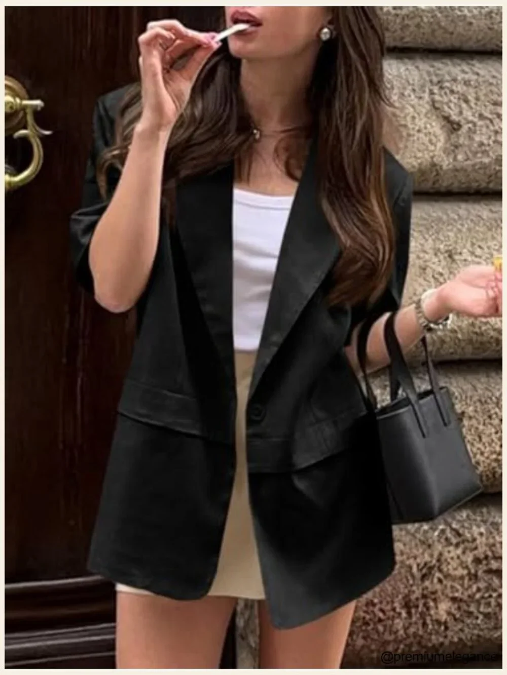 Women's Short Sleeve Blazer Oversized Casual Business Suit Jacket